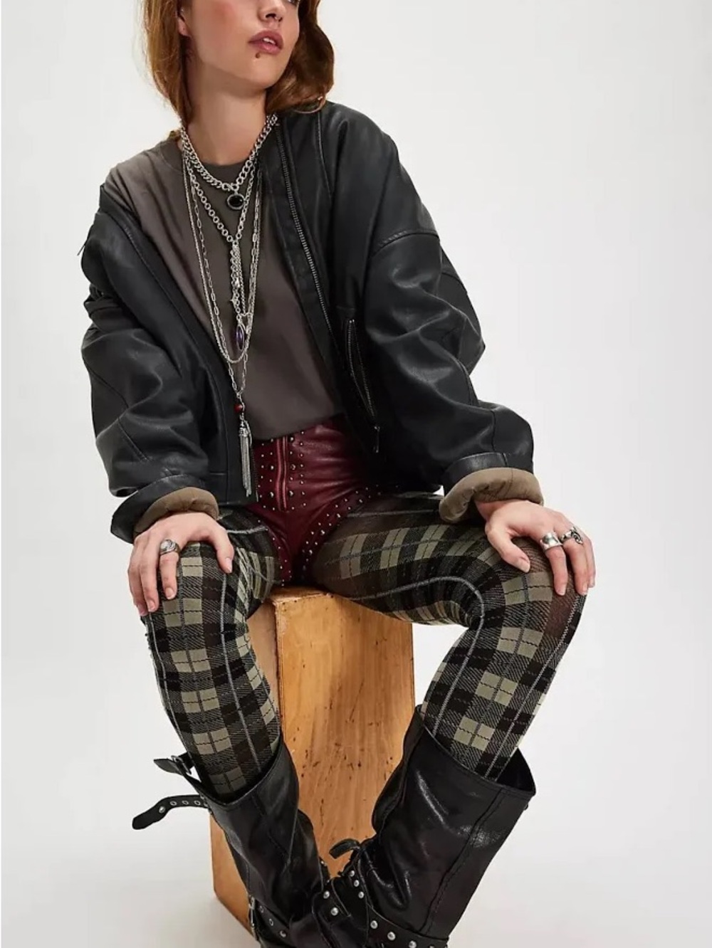 Free People Highland Hues Tartan Tights